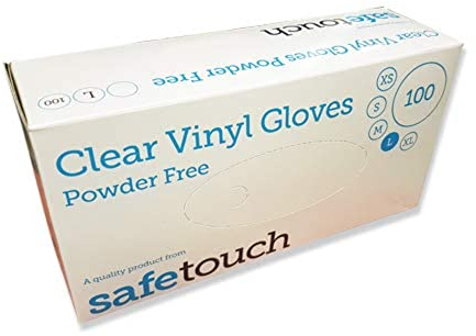 SafeTouch 50000012 Guantes de vinilo transparente sin polvo, tamaño grande (paquete de 100)