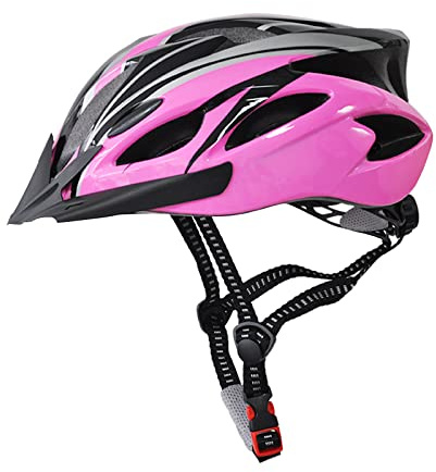 UPANBIKE Adult Bike Helmet One-Piece Adjustable Head Protection,Black+Pink