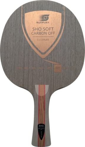 Sunflex SHO Soft Carbon Off Tischtennis-Holz | professionelles Offensiv Holz | 7 Furniere mit Carbon | gefühlvoll und schnell | anatomischer Griff