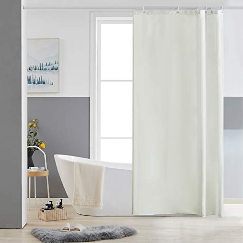 Furlinic Tende Doccia Anti-Muffa Tessuto in Poliestere, Beige Tende Doccia Angolare Impermeabile &Lavabile,Tenda Vasca da Bagno con 6 Ganci Tenda doccia-85x180cm.