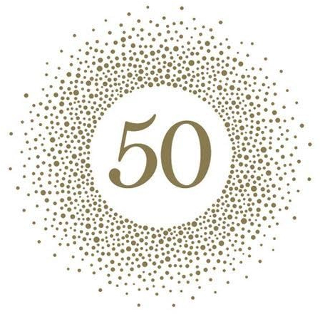 20 Servietten 50 im goldenen Kreis | Geburtstag | Jubil?um | Tischdeko 33x33cm