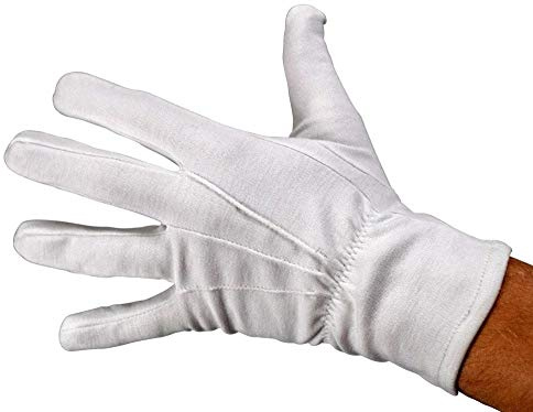 Premium Baumwollhandschuhe weiß mit Druckknopf 12 (XXL)
