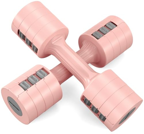 EAST MOUNT Adjustable Dumbbells 5 lb Dumbbells Set of 2 / Pair 10 lb Total Free Weights 6 in 1 Women Hand Weights for Home,Office,Gym Exercise Training 2lb 3lb 4lb 5lb Fast Adjust