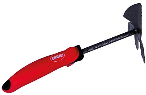 Amig - Lanza y horquilla de jardineria con Mango ABS y Cuerpo de Acero para Trabajos en Huerto y para Plantar en Casa - Herramientas para huerto de Fácil Manejo en color Rojo-Negro - Medidas - 12.