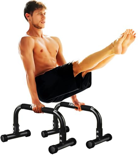 Teclor Push Up Bar,9.5in High Parallettes Bars Great for L-sit, Sturdy Steel Structure Black Push Up Bars for Men & Women, Full Planche & Dips, Heavy-duty No Wobbling Calisthenics Equipment MAX Capacity 660LBS,Floor Workouts Calisthenics Equipment