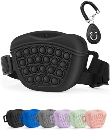 Gobeigo Silikon Hundeleckerli Beutel mit Hunde Trainingsclicker, Magnetischem Verschluss Tasche für Leckerlis, Welpentraining oder Hundespaziergänge, Hüftgürtel Fanny Pack