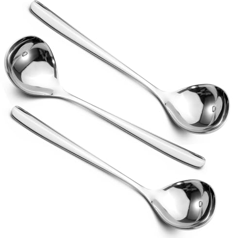 Realand 3Pcs Small Ladle Gravy Ladle, 304 Stainless Steel Mini Soup Ladles for Serving, Metal Spoon for Sauce Salad Dressing, Silver