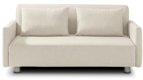 EVERGREENWEB Divano Letto 3 Posti con Materasso Matrimoniale 160x190 Ortopedico, Prontoletto RICHIUDIBILE 2in1, Rivestimento Beige SFODERABILE, Braccioli Slim, Coppia Cuscini SUPERSOFT Inclusi | EDITH