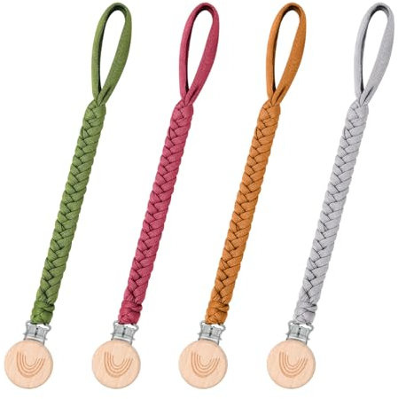 4 Stücke Schnullerkette Clip Baby Schnullerband Baumwolle, Schnuller Halter Leinen, Dreieckstuch Sauger Schnuller, Girls Pacifier Holder, Passt Alle Schnuller Baby Zahnen Spielzeug, Baby Dusche