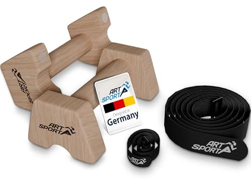 ArtSport Liegestützgriffe aus Holz M - Calisthenics, Parallettes, Liegestütz Barren, Indoor & Outdoor, ergonomische Handstand Griffe