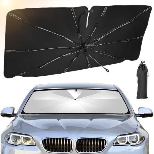 BITOYO Parasol para Parabrisas de Coche, Parasol Paraguas Coche Delantero Plegable, Protección UV, Aislamiento Térmico, Adaptable a la Mayoría de Coches, SUV, MPV, Camiones (M(135x73cm))