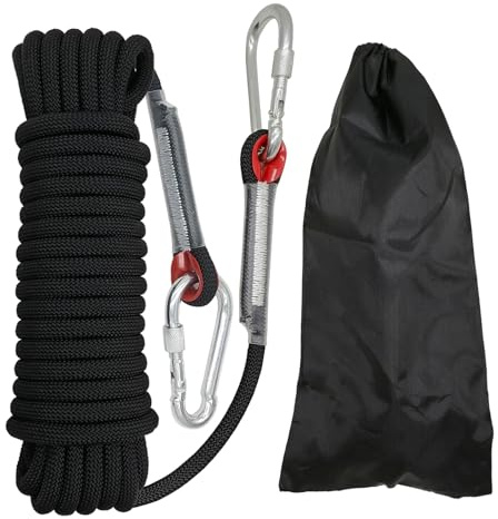 Corde da 10mm, Cordini Multiuso, Corda Resistente per Uso Esterno e Interno, Campeggio, Escursionismo, Nautica, Pesca, Lavori di Bricolage e Progetti Domestici (Nero, 10m)