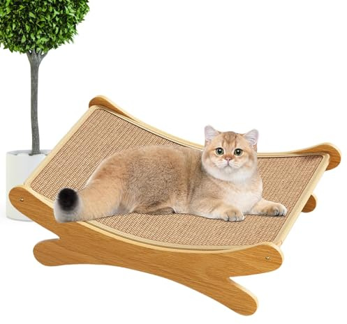 Zahoken Griffoir en Bois pour Chat, Planche À Gratter en Sisal, Nid De Lit pour Chat 2 en 1, Nid De Lit De Salon pour Chats, Respirant Et Résistant À l'usure, pour Intérieur Et Extérieur