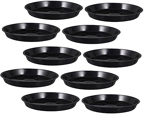AKOOSY 10 Piezas Bandejas para Macetas de Plástico Negras Resistentes y Reutilizables Platos de Agua para Plantas Bonsái para Interiores y Exteriores Diseño Práctico y Ligero