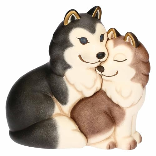 THUN - Coppia Husky Polo e Alaska in ceramica - 16,5x14x17,1 cm