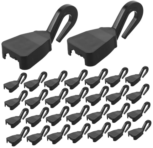 Mobestech 100 Ganchos para Redes Elásticas de Coche Ganchos Fijos para Asientos de Automóviles Soporte de Red Colgante Negro Plástico Resistente Multifuncional para Viajes y Maletero