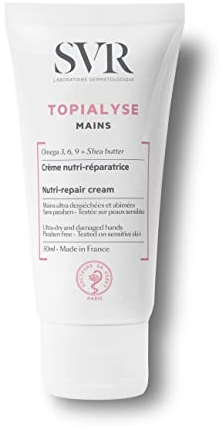 SVR - Topialyse Mains - Crème nutri-réparatrice mains très sèches et abîmées - Omégas 3-6-9, beurre de karité - Texture non grasse - 50 ml
