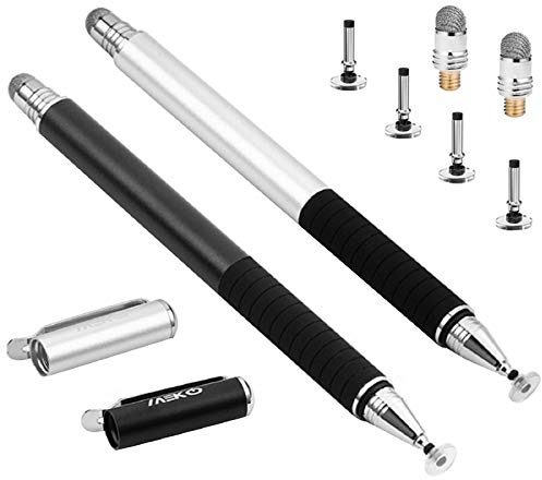 MEKO 2 in 1 Kapazitive Precision Disc Eingabestifte für alle Touch-Screen-Smartphones & Tablets (Schwarz/Silber)