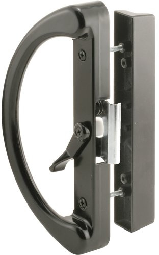 Prime-Line C 1222 Diecast Non-Keyed Sliding Glass Door Handle Set, Fits 4-15/16 Inch Hole Spacing, Black (1 Set)