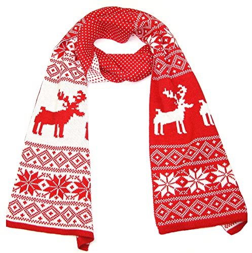 LOVARZI Mujeres navidad bufanda roja y blanca - invierno bufandas de punto damas - regalos navidad