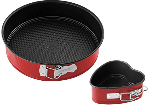 Zenker Backformen-Set, Springform Ø 26 cm mit Flachboden und Herzspringform, Backformen für klassische und leckere Kuchen, Aktion: Ein Herz für Kinder (Farbe: Rot) Menge: 1 x 2er Set