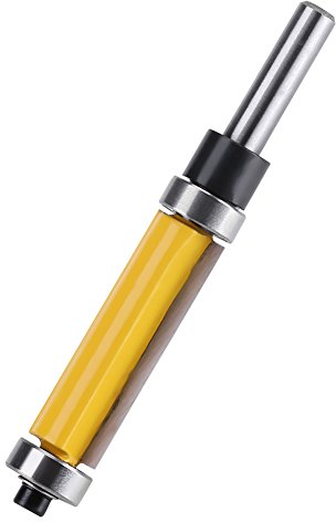 Broca Enrutadora de Ajuste al Ras con Rodamientos Superior e Inferior Herramienta de Carpintería de Vástago de 1-1/2 H * 1/4 para el acabado de una amplia gama de materiales