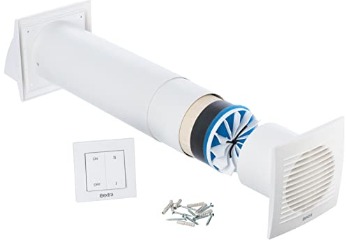 LIRAST 125mm Single Room Heat Recovery Ventilation System - 5 inch Decentralised MVHR Unit - Wall Heat Recovery Fan with Ceramic Air Heat Exchanger - Heat Extractor Fan with Switch