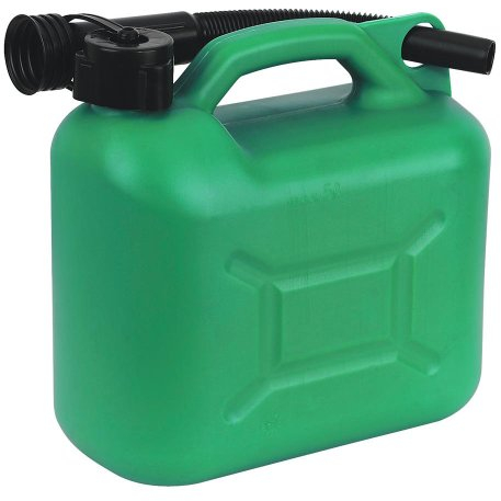 BARGAIN4ALL Jerrican en plastique pour carburant, diesel, essence, avec bec verseur - Compatibilité liquide - Facile à transporter partout - Bidon d'huile et d'eau (vert 5 litres)