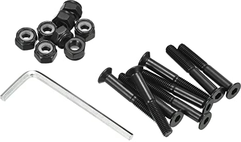 PATIKIL Skateboard Hardware Kit 1.38 Montage Schrauben Sechskant Kopf Bolzen Muttern Set mit Schraubenschlüssel für Langboard Cruiser Schwarz