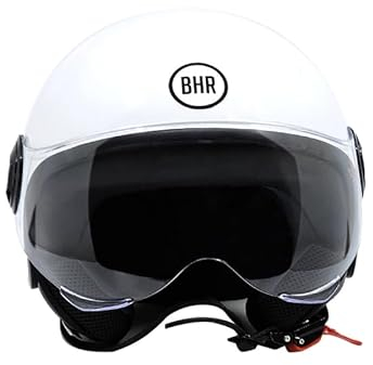 BHR Casco Demi-Jet 835 SPECIAL - Casco Scooter Omologato ECE 22.06 con Visiera a Occhiale Antigraffio - Sgancio Micrometrico e Guanciali Removibili - Bianco L
