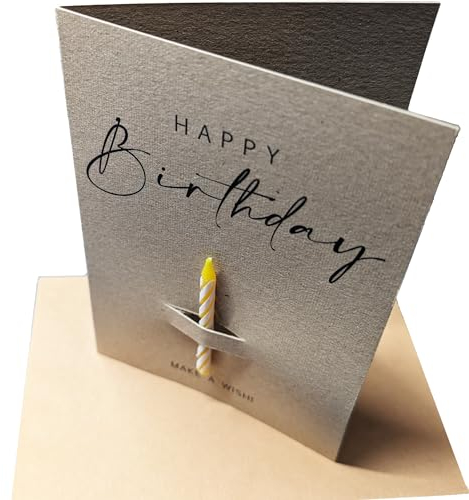 the lazy panda card company Geburtstagskarte mit Geburtstagskerze auf der Vorderseite - Make a Wish Dicke 400gsm Karte aus Recyclingpapier.