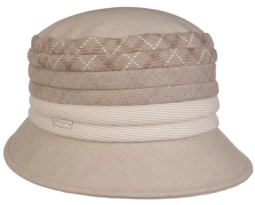 Seeberger Castela Damenhut Glockenhut Winterhut Damen - mit Futter Herbst Sommer Frühjahr Winter Frühling-Sommer Herbst-Winter - One Size Hellbeige