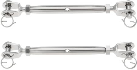 The Lord of the Tools Lot de 2 tendeurs à vis M8 en acier inoxydable 316 - Mâchoire fermée - Pour voile, aviron