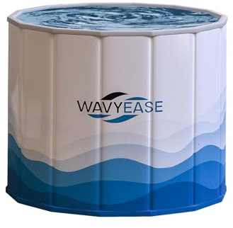 WAVYEASE Baignoire Glaciale Portable Adulte 80 cm (Lg) × 66 cm (Ha) – Rapide à Plier, Bain Froid et Chaud, Thérapie de Récupération Athlétique, Structure Renforcée, Spa Domestique et Extérieur (Blanc)