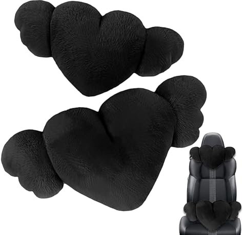 Cuscino per sedile auto a forma di cuore – 2 x cuscino poggiatesta auto con ali | comodo e cuscino poggiatesta auto per guida, casa