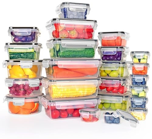 Czemo Contenitori Ermetici per Alimenti 48 Pezzi (24 contenitori, 24 coperchi) Set di Contenitori Plastica per Alimenti con Coperchio Senza BPA Contenitori Cibo