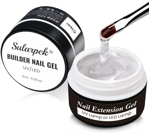 Sularpek 2 Pcs 15 ml Builder Gel for Nail Extensions, Split Nail Repair, Reinforcement, and Art Design (Clear)