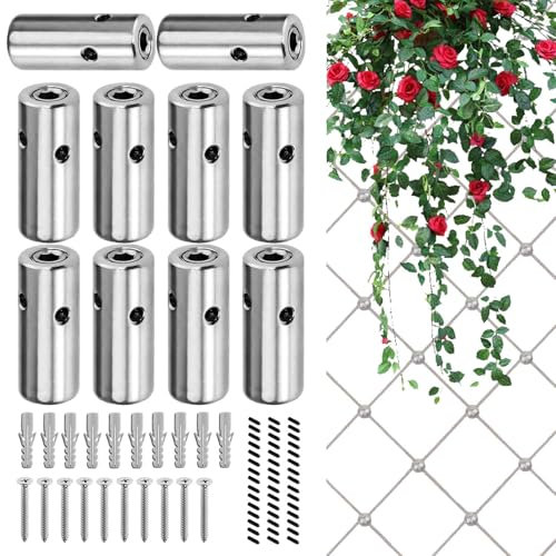 Kit de Treillis Mural,Système de Treillis Mural en Acier Inoxydable Farmhouse - Kit de Treillis Portable pour Mur de Briques, Panneaux de clôture, Treillis métallique avec ancrages d'expansio