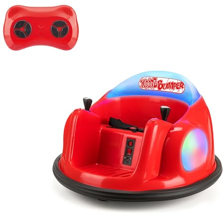 Xootz Toy Bumper Car, Kids Electric Ride-on, 360 Rotation Spin, Two Joy Sticks, Colourful LED Lights and Remote Control, Red, Ages 18 Months +