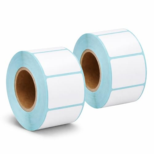 2 Rolls 40x30mm Direct Thermal Labels (1600 Stickers) Row White Adhesive Barcode Stickers for Shipping, Packaging, Address & Inventory, Compatible with Most Direct Thermal Printers