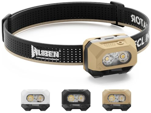 WUBEN H4 Linterna frontal LED recargable, 800 lúmenes, IP68, impermeable, sensor de movimiento, 10 modos de luz roja, ideal para camping, pesca y senderismo