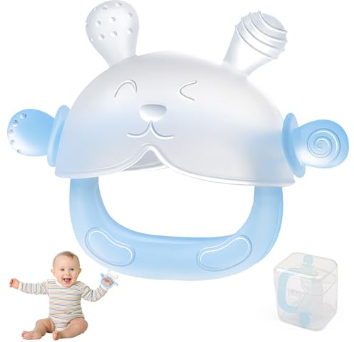 ZSSZD 1 Pezzi Prodotti Dentizione Neonato, Lenitivo Dentizione Mitten, Massaggiagengive in Silicone Senza BPA, Progettazione Anti-Inghippo Adatto, per Bambini & Bambine da 3 + mesi