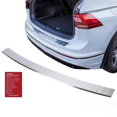 clickmax Rear Bumper Protector compatible with Tiguan Allspace MK2 2016-Onwards, Matt Stainless Steel Boot Sill Guard