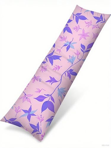 Funda Cojin 50x150 Planta Suave Terciopelo Rectangular Cojin Embarazada, Cojines Sofa con Cremallera Invisible, Lila Otoño Fundas Cojines, Hogar Salon Dormitorios Decorativas Fundas Almohadas J-500