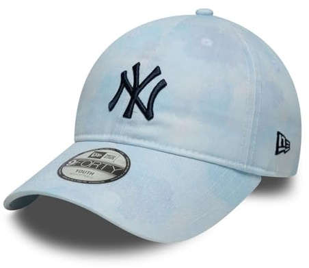 New Era Barnkeps, MLB 9TWENTY Tie Dye, New York Yankees, pastell, blå, barn, 52–54 cm (4–6 år)