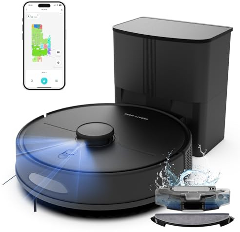 Bagotte Robot Vacuum Cleaner with Mop,Robotic Vacuum Self Emptying with 6000Pa Super Suction,90 Days Hands-Free,Mapping,LiDAR Navigation,APP/WiFi/Voice Control,for Hard Floors and Carpets