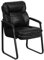 Flash Furniture Empfangsstuhl, Vorstands-Beistellstuhl, mit Lendenwirbelunterstützung und Kufengestell, schwarzes LeatherSoft, 1 Stück