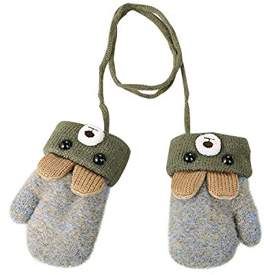 Kinder Winter Handschuhe Fäustlinge Baby Cartoon Fausthandschuhe Halshandschuhe Dicke Doppelt Strickhandschuhe Niedliche Fuchs Handschuhe, 1-3 Jahre alt, Spielen, Laufen, Skifahren Bedarf