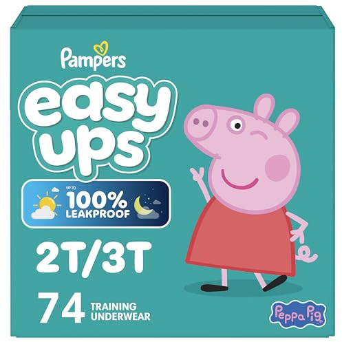 Pampers Training Pants - Easy Ups Girls & Boys - Size 2T-3T, 74 Count, Peppa Pig Potty Underwear (Packaging May Vary)