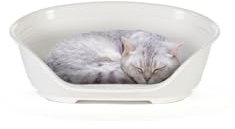 Ferplast Hundebett Katzenbett Kunststoff-Hundebett Extra Small Hundeliege waschbar Hundekorb atmungsaktiv rutschfest Siesta Deluxe, 43 x 28 x h 17,5 cm, Weiss